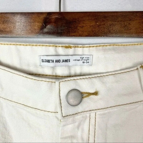 Elizabeth and James White High Rise Vintage Straight Leg Jeans 18 - Picture 3 of 4